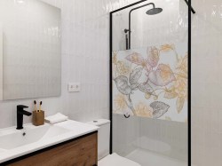 rfd068 plakfolie badkamer en douche met bloemen print